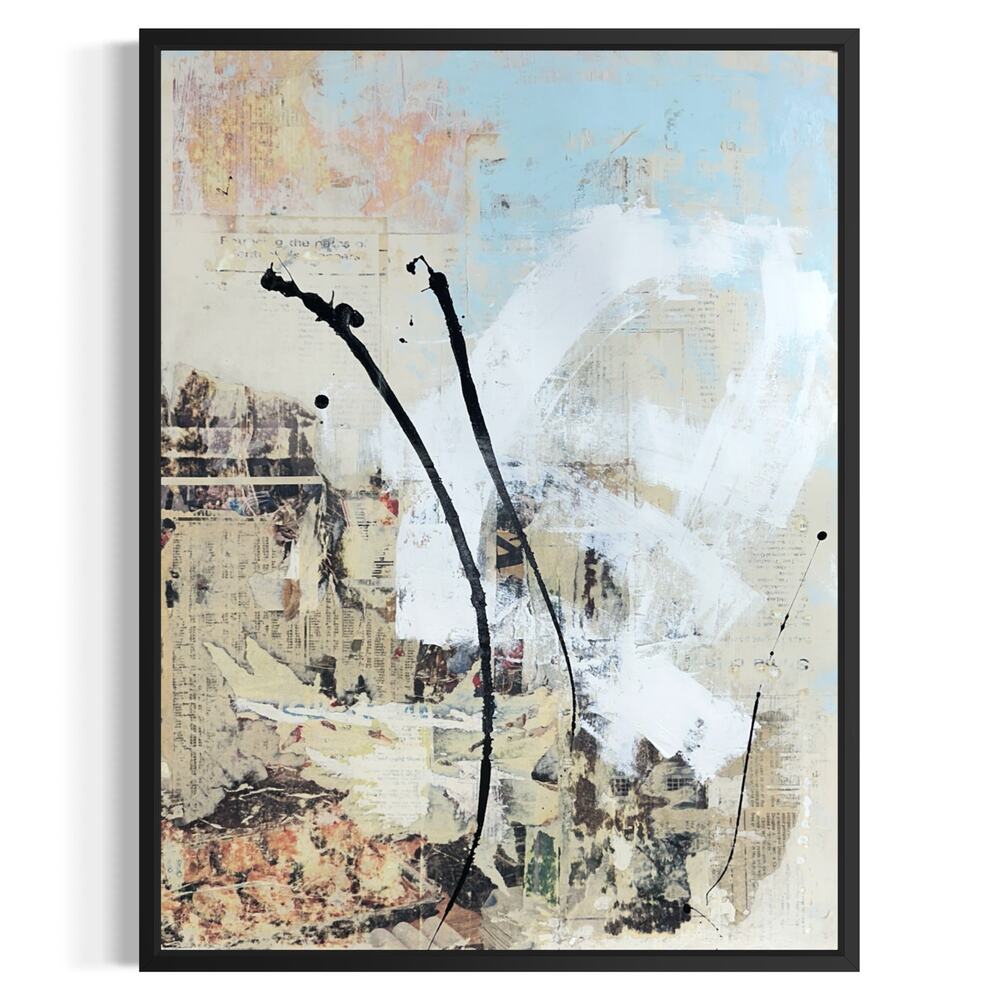 Original Mixed Media Modern Art Collage Painting 18x24 "Atactic" Signed